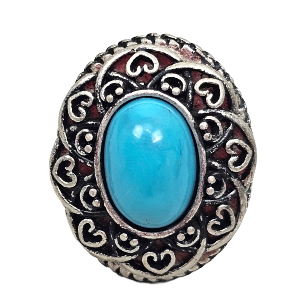 Blue Stone Filigree Oval Women's Ring